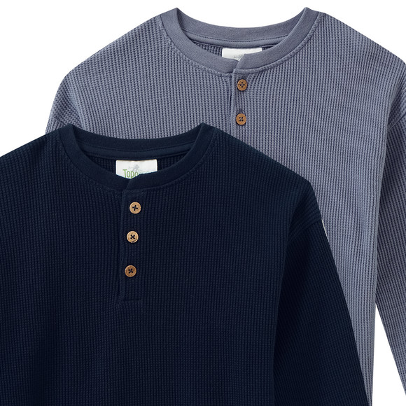 2 Jungen Langarmshirts aus Waffel-Piqué