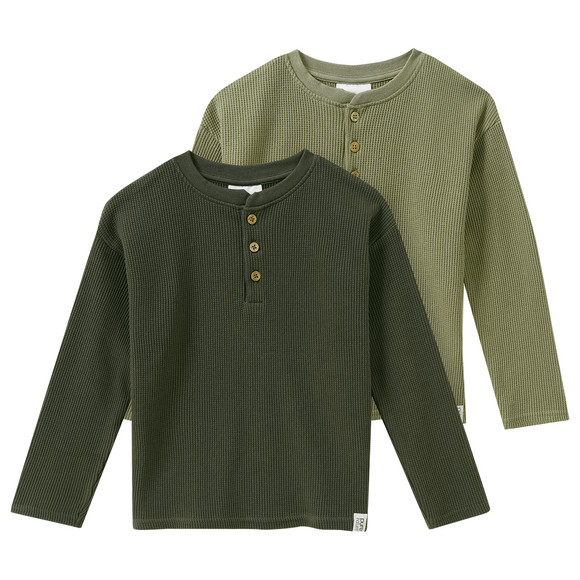 2 Jungen Langarmshirts aus Waffel-Piqué