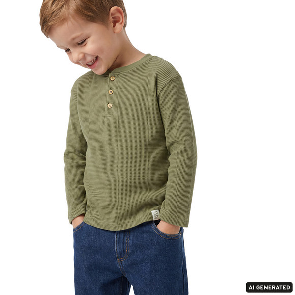2 Jungen Langarmshirts aus Waffel-Piqué