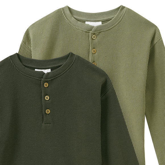 2 Jungen Langarmshirts aus Waffel-Piqué