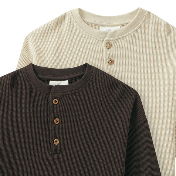 2 Jungen Langarmshirts aus Waffel-Piqué