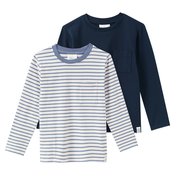 2 Jungen Langarmshirts mit Brusttasche