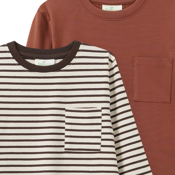 2 Jungen Langarmshirts mit Brusttasche