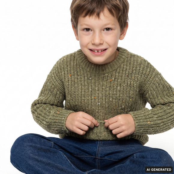 Jungen Woll-Strickpullover mit Mouliné-Effekt