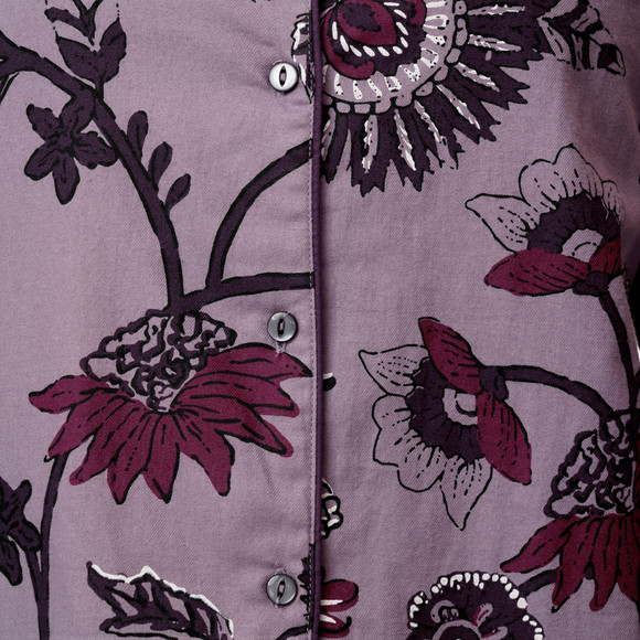 Damen Flanell-Schlafanzug mit Blumen-Muster