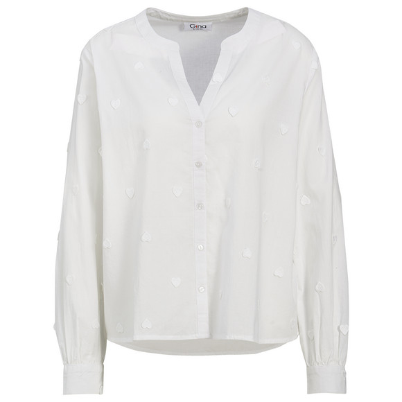 Damen Bluse mit Herzchen-Applikationen