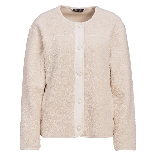 Damen Teddyjacke mit Druckknopfleiste