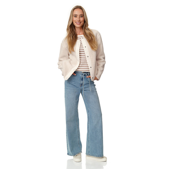 Damen Teddyjacke mit Druckknopfleiste