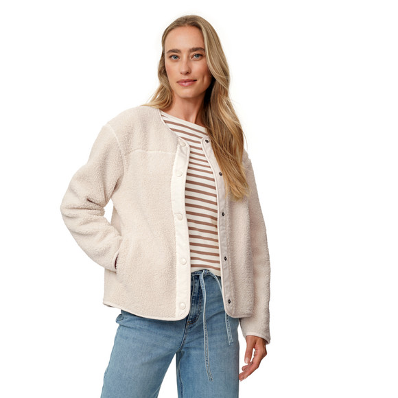 Damen Teddyjacke mit Druckknopfleiste