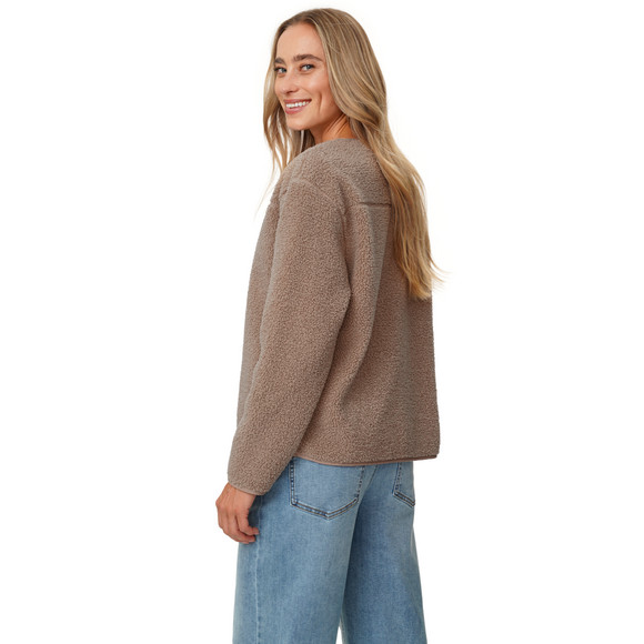 Damen Teddyjacke mit Druckknopfleiste