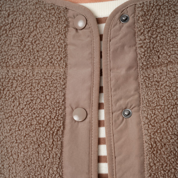 Damen Teddyjacke mit Druckknopfleiste