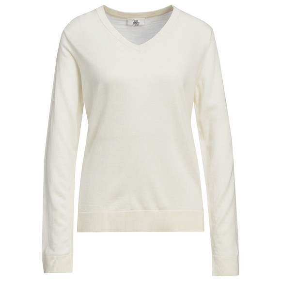Damen Merino-Langarmshirt mit V-Ausschnitt
