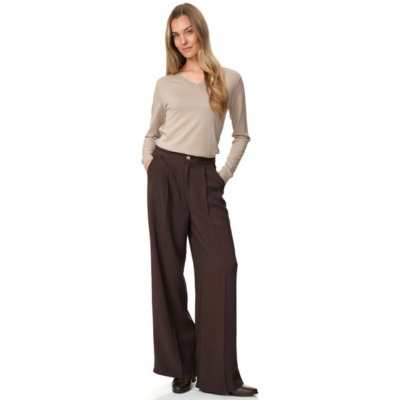 Damen Merino-Langarmshirt mit V-Ausschnitt