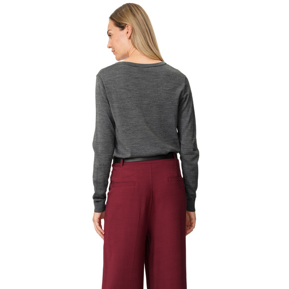 Damen Merino-Langarmshirt mit V-Ausschnitt