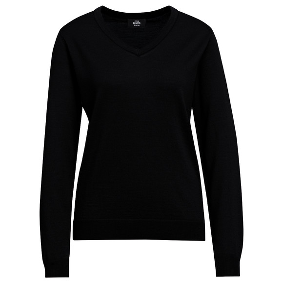 Damen Merino-Langarmshirt mit V-Ausschnitt