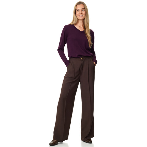 Damen Merino-Langarmshirt mit V-Ausschnitt