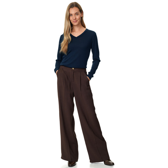 Damen Merino-Langarmshirt mit V-Ausschnitt
