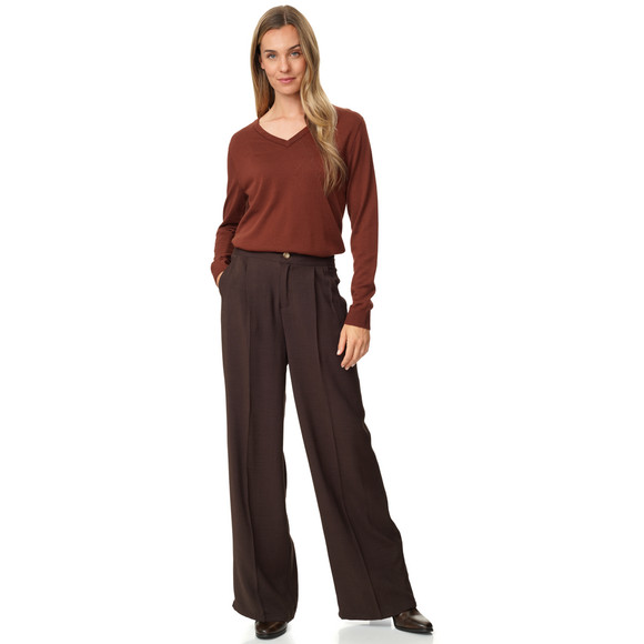 Damen Merino-Langarmshirt mit V-Ausschnitt