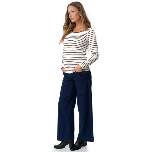 Damen Umstands-Langarmshirt im Ringel-Look