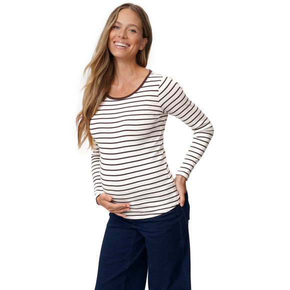 Damen Umstands-Langarmshirt im Ringel-Look