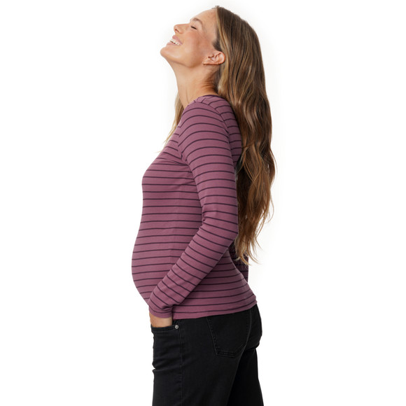 Damen Umstands-Langarmshirt im Ringel-Look