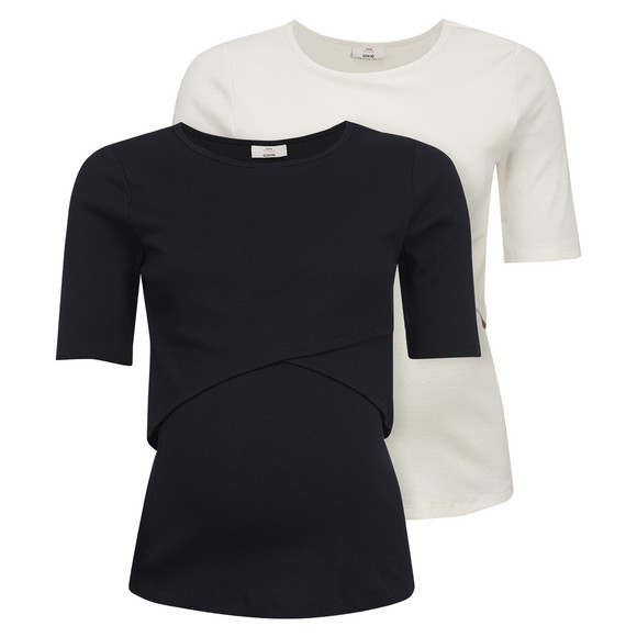 2 Damen Umstands-T-Shirts mit Stillfunktion