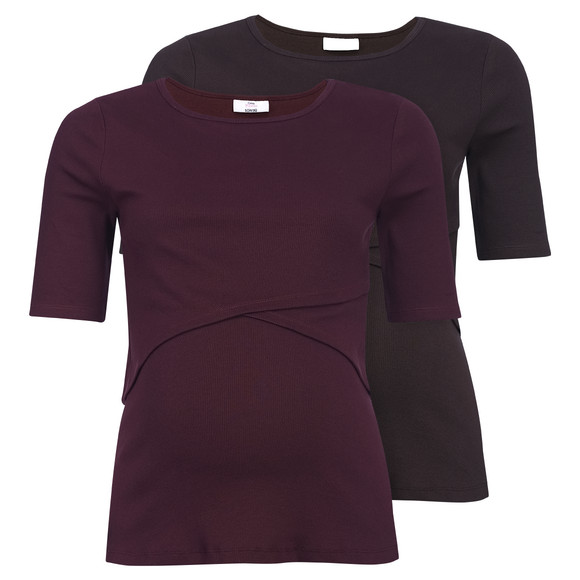 2 Damen Umstands-T-Shirts mit Stillfunktion