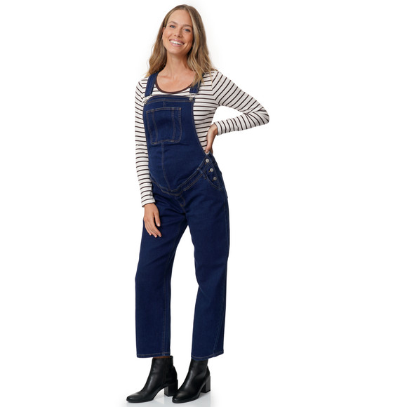 Damen Umstands-Latzhose in Denim-Optik