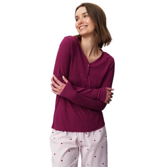 Damen Schlafshirt mit Rippstruktur