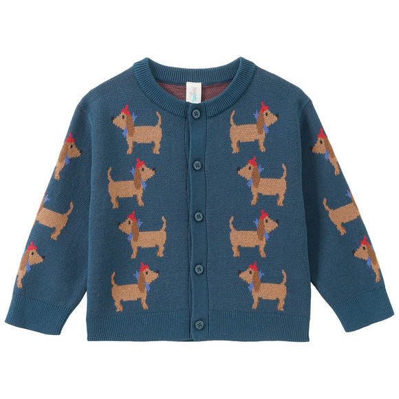 Baby Strickjacke mit Dackel-Allover