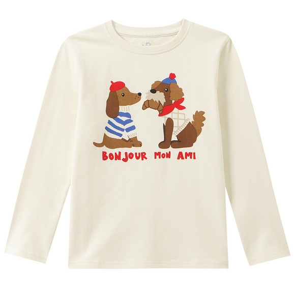 2 Kinder Langarmshirts mit Dackel-Motiven