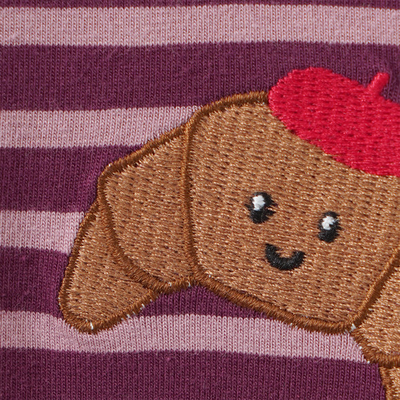 2 Mädchen Langarmshirts mit Crossaint-Motiven