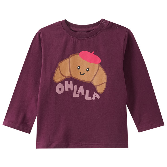 2 Baby Langarmshirts mit Crossaint-Motiven