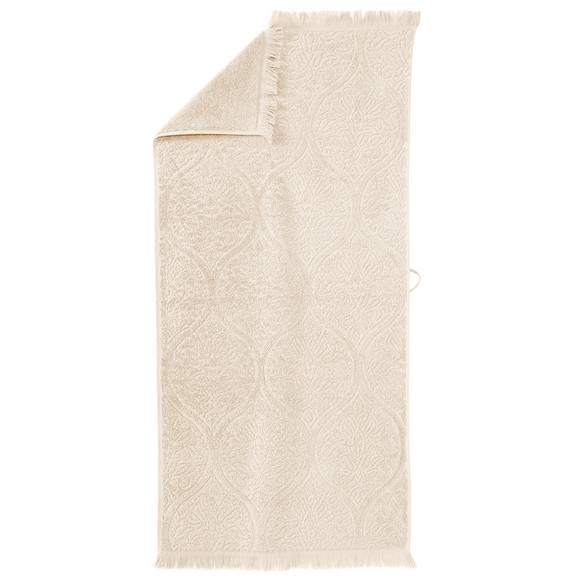 Badhanddoek met franjes crème, helaas momenteel uitverkocht