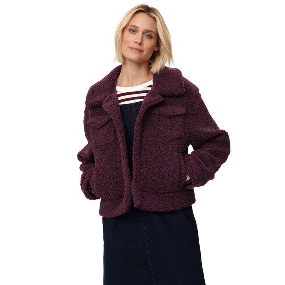 Damen Teddyjacke mit Knopfleiste