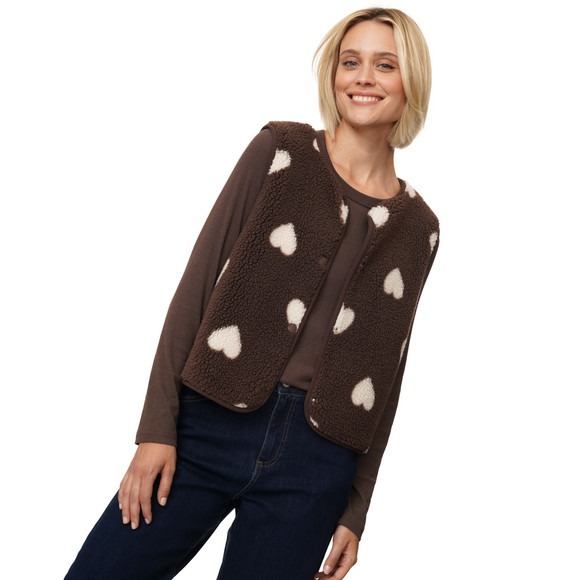 Damen Teddyweste mit Knopfleiste