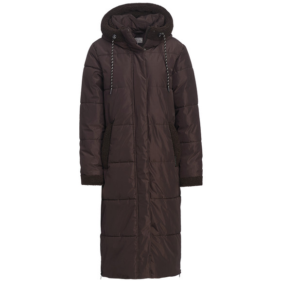 Damen Steppmantel mit Teddy-Details