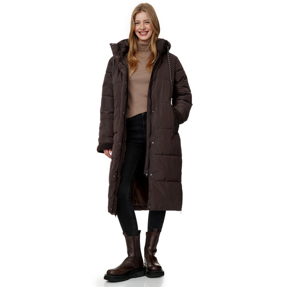 Damen Steppmantel mit Teddy-Details
