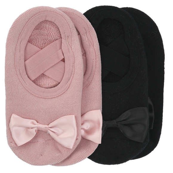 2 Paar Mädchen Stoppersocken mit Schleife