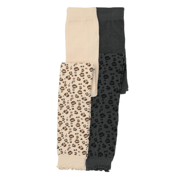 2 Mädchen Leggings mit Leo-Muster