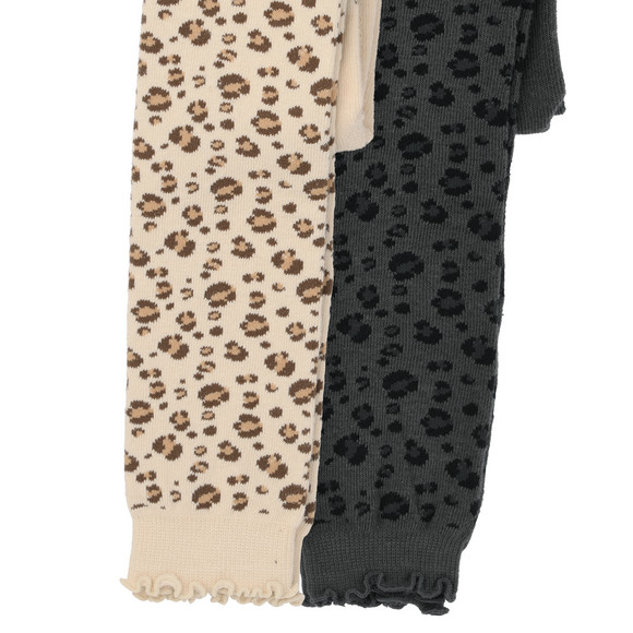 2 Mädchen Leggings mit Leo-Muster