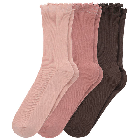 3 Paar Mädchen Socken mit feiner Rippstruktur