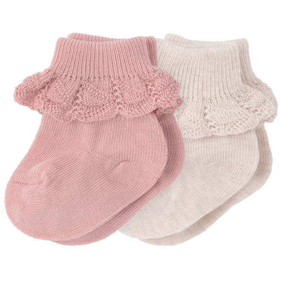 2 Paar Newborn Socken mit Rüsche