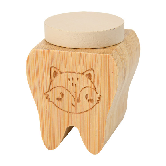 Milchzahndose in Zahnform beige / natur