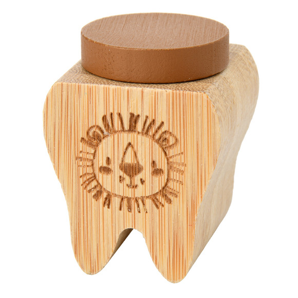 Milchzahndose in Zahnform braun / natur