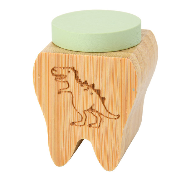 Milchzahndose in Zahnform hellgrün / natur