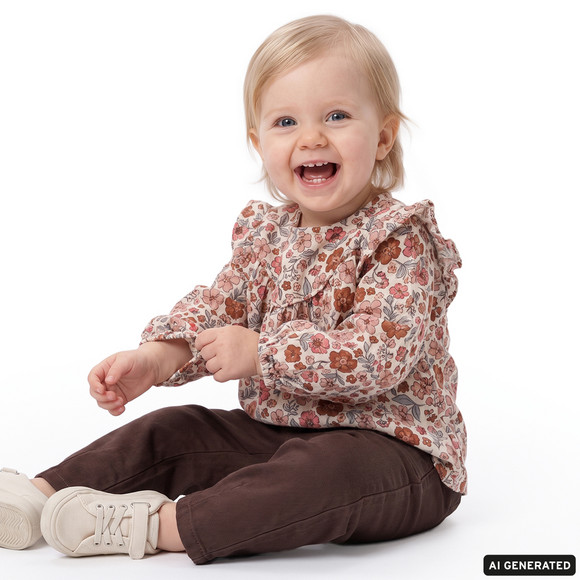 Baby Musselin-Bluse mit Blümchen