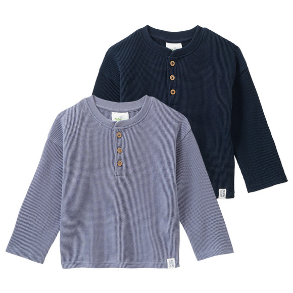 2 Baby Langarmshirts aus Waffel-Piqué