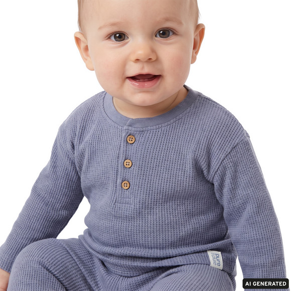 2 Baby Langarmshirts aus Waffel-Piqué