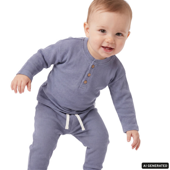 2 Baby Jogginghosen aus Waffel-Piqué